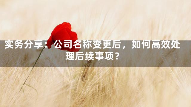 实务分享：公司名称变更后，如何高效处理后续事项？