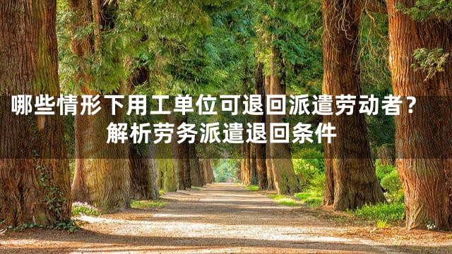 哪些情形下用工单位可退回派遣劳动者？解析劳务派遣退回条件