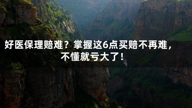 好医保理赔难？掌握这6点买赔不再难，不懂就亏大了！