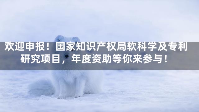 欢迎申报！国家知识产权局软科学及专利研究项目，年度资助等你来参与！