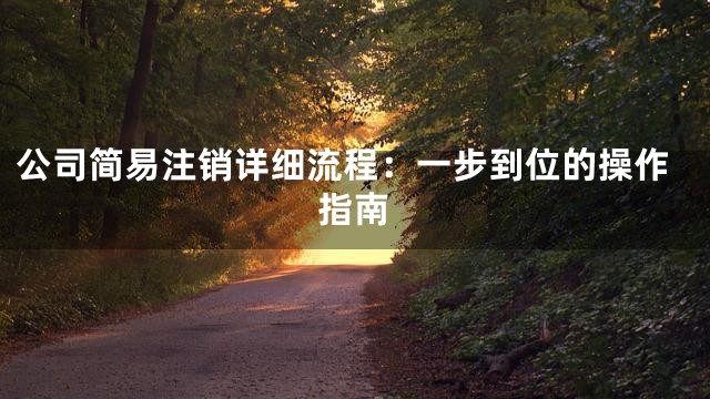 公司简易注销详细流程：一步到位的操作指南