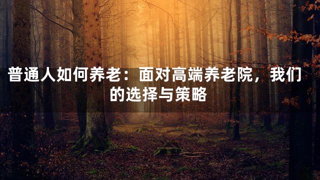 普通人如何养老：面对高端养老院，我们的选择与策略