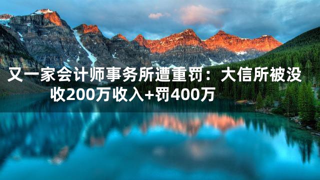 又一家会计师事务所遭重罚：大信所被没收200万收入+罚400万