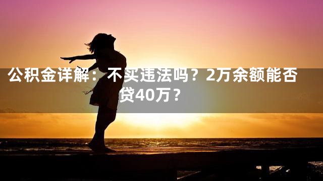 公积金详解：不买违法吗？2万余额能否贷40万？
