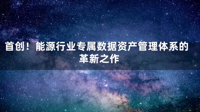 首创！能源行业专属数据资产管理体系的革新之作