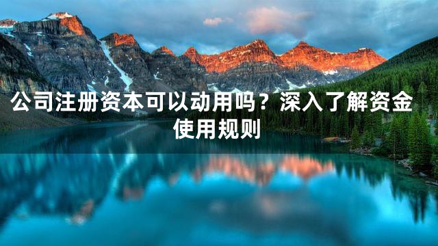 公司注册资本可以动用吗？深入了解资金使用规则