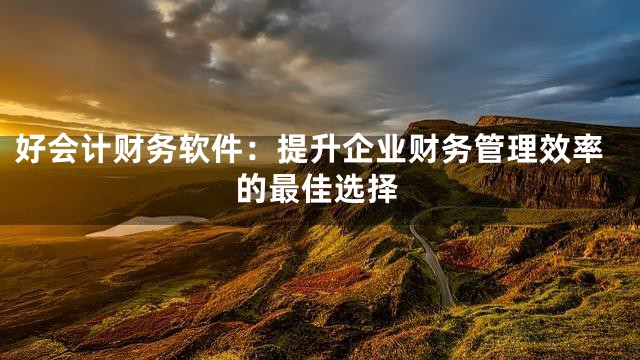 好会计财务软件：提升企业财务管理效率的最佳选择