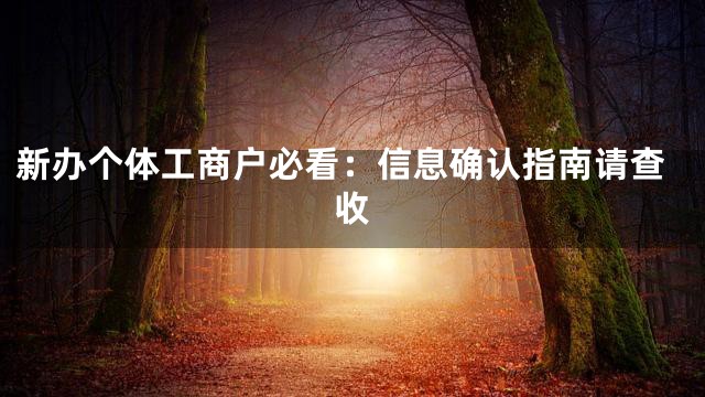 新办个体工商户必看：信息确认指南请查收