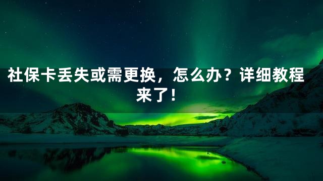 社保卡丢失或需更换，怎么办？详细教程来了！