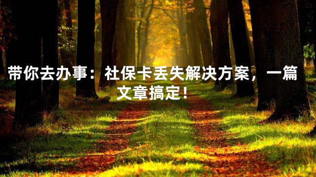 带你去办事：社保卡丢失解决方案，一篇文章搞定！