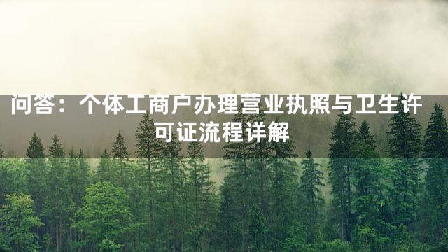 问答：个体工商户办理营业执照与卫生许可证流程详解