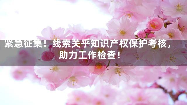 紧急征集！线索关乎知识产权保护考核，助力工作检查！
