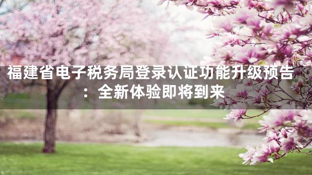 福建省电子税务局登录认证功能升级预告：全新体验即将到来
