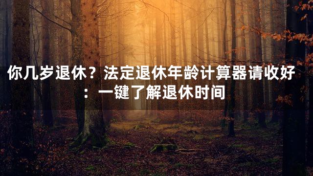 你几岁退休？法定退休年龄计算器请收好：一键了解退休时间