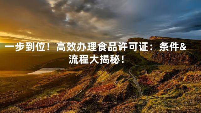 一步到位！高效办理食品许可证：条件&流程大揭秘！