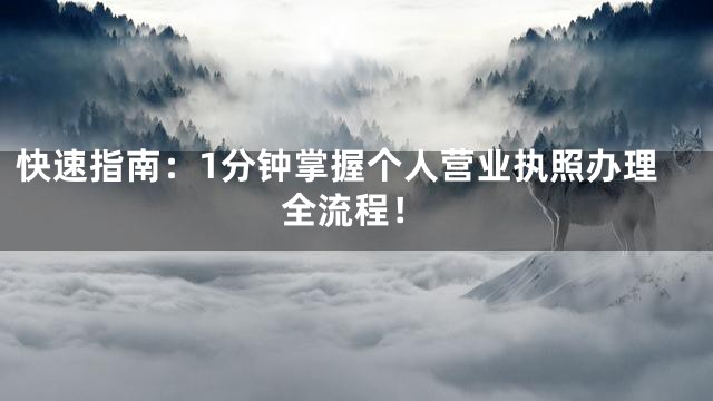 快速指南：1分钟掌握个人营业执照办理全流程！