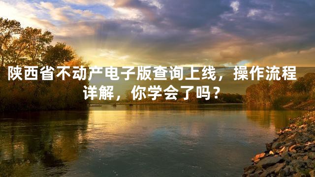 陕西省不动产电子版查询上线，操作流程详解，你学会了吗？