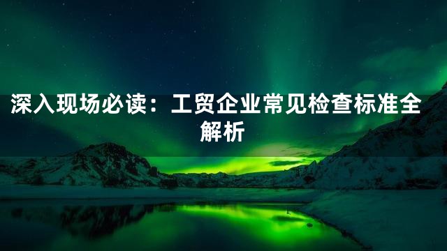 深入现场必读：工贸企业常见检查标准全解析