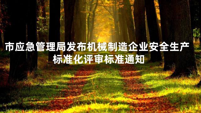 市应急管理局发布机械制造企业安全生产标准化评审标准通知