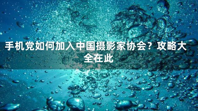 手机党如何加入中国摄影家协会？攻略大全在此