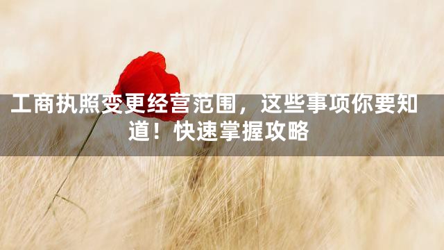 工商执照变更经营范围，这些事项你要知道！快速掌握攻略