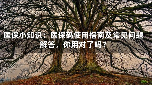 医保小知识：医保码使用指南及常见问题解答，你用对了吗？