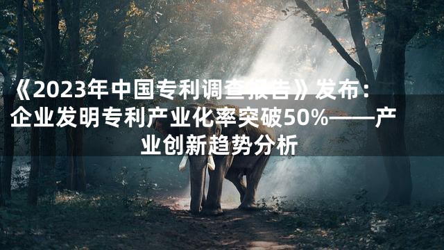 《2023年中国专利调查报告》发布：企业发明专利产业化率突破50%——产业创新趋势分析