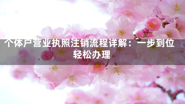 个体户营业执照注销流程详解：一步到位轻松办理