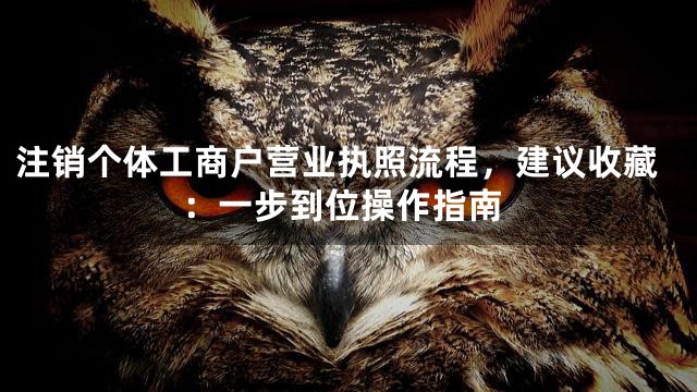 注销个体工商户营业执照流程，建议收藏：一步到位操作指南