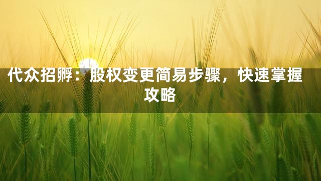 代众招孵：股权变更简易步骤，快速掌握攻略