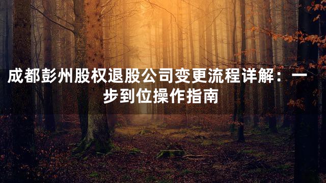 成都彭州股权退股公司变更流程详解：一步到位操作指南