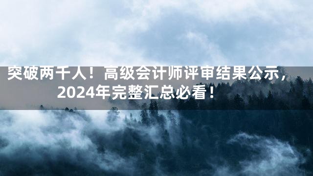 突破两千人！高级会计师评审结果公示，2024年完整汇总必看！