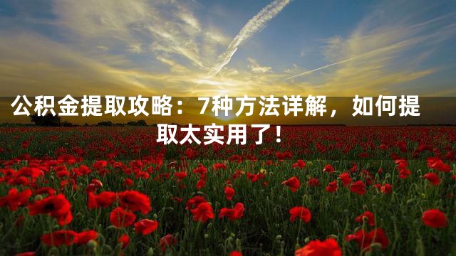 公积金提取攻略：7种方法详解，如何提取太实用了！