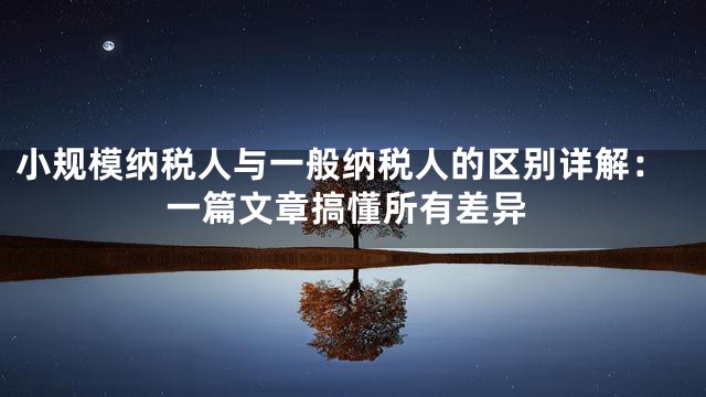 小规模纳税人与一般纳税人的区别详解：一篇文章搞懂所有差异
