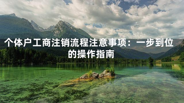 个体户工商注销流程注意事项：一步到位的操作指南