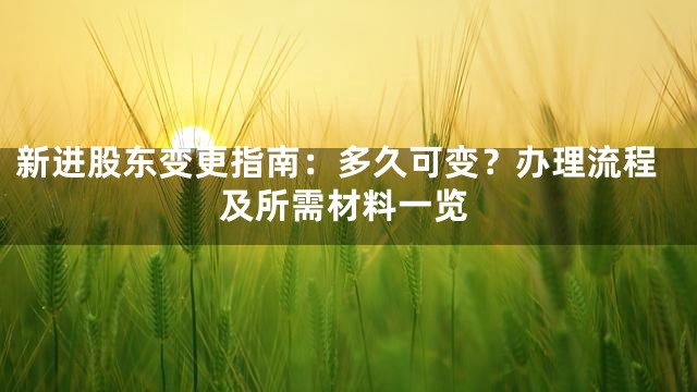 新进股东变更指南：多久可变？办理流程及所需材料一览