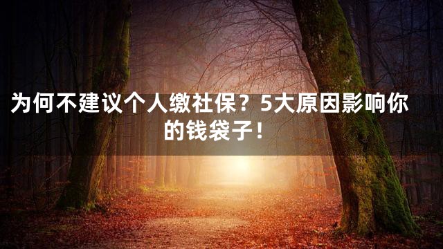 为何不建议个人缴社保？5大原因影响你的钱袋子！