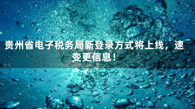 贵州省电子税务局新登录方式将上线，速变更信息！