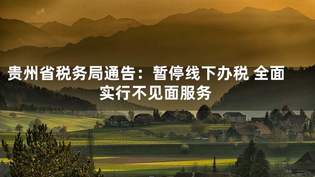 贵州省税务局通告：暂停线下办税 全面实行不见面服务