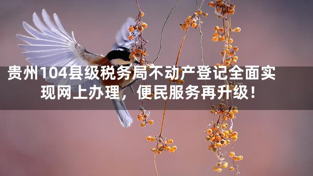 贵州104县级税务局不动产登记全面实现网上办理，便民服务再升级！