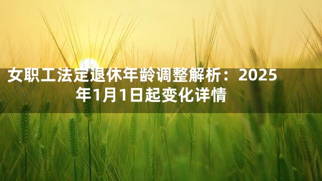 女职工法定退休年龄调整解析：2025年1月1日起变化详情