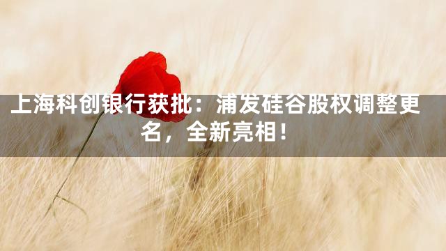 上海科创银行获批：浦发硅谷股权调整更名，全新亮相！