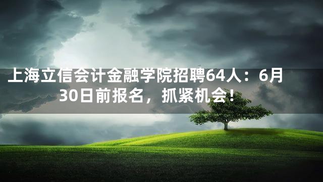 上海立信会计金融学院招聘64人：6月30日前报名，抓紧机会！