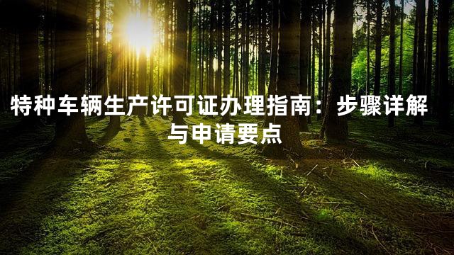 特种车辆生产许可证办理指南：步骤详解与申请要点