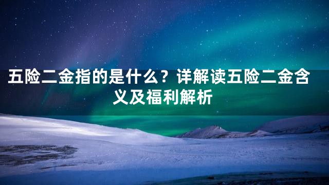 五险二金指的是什么？详解读五险二金含义及福利解析