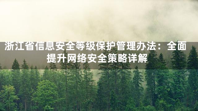浙江省信息安全等级保护管理办法：全面提升网络安全策略详解