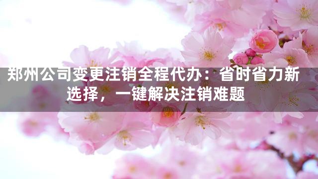 郑州公司变更注销全程代办：省时省力新选择，一键解决注销难题
