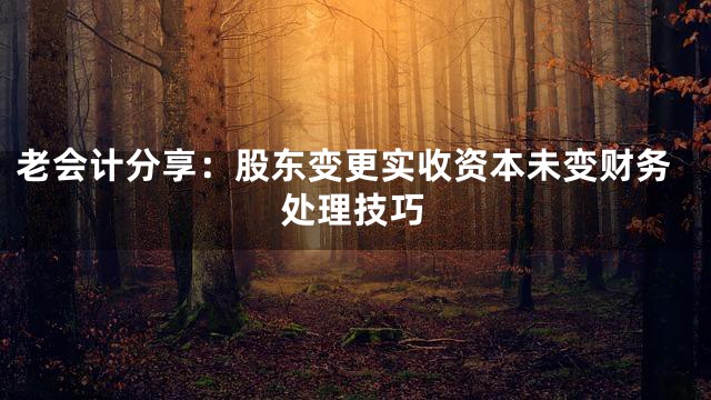 老会计分享：股东变更实收资本未变财务处理技巧
