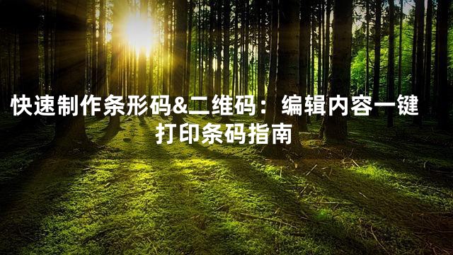 快速制作条形码&二维码：编辑内容一键打印条码指南