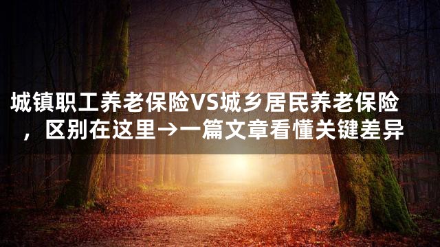 城镇职工养老保险VS城乡居民养老保险，区别在这里→一篇文章看懂关键差异